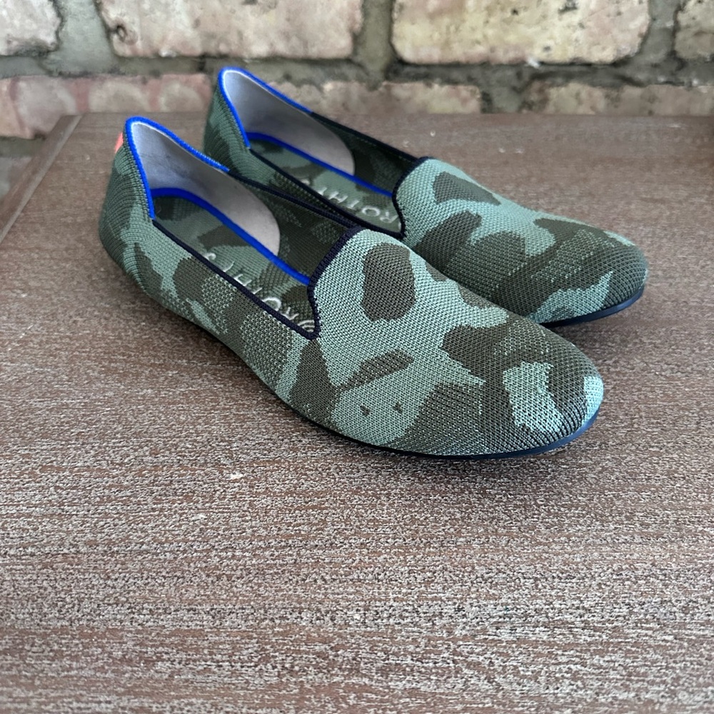 Rothy's Olive Camo Loafer Knit Slip-On Flats